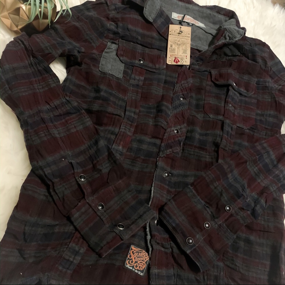NWT Salvage Supply Company Flannel Button Down